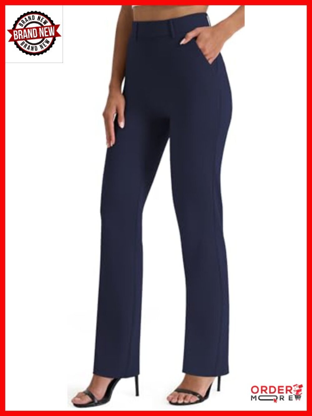 Straight Leg Dress Yoga Pants with Pockets High Rise Pull On